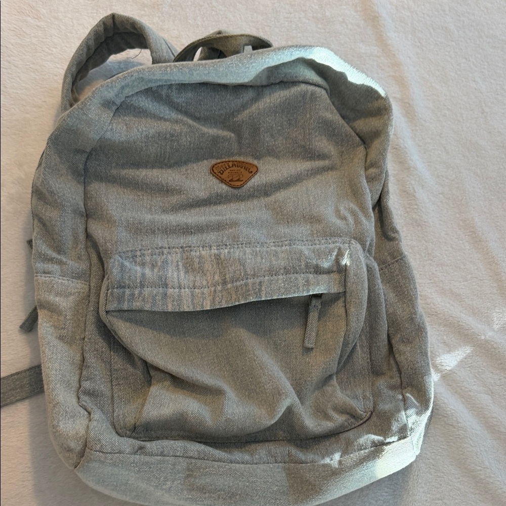 Billabong Light Gray Canvas Kids Backpack with Front Pocket